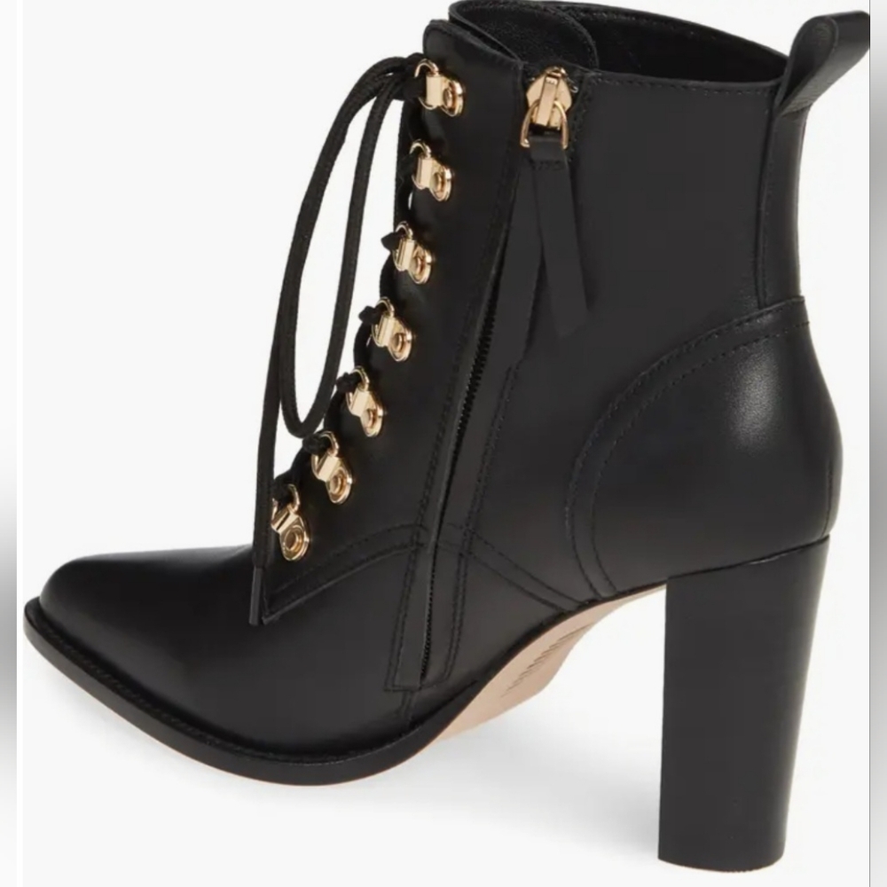 PAIGE Callie Corset Bootie in Black leather /gold hardware size 5 - NWOT - Picture 2 of 15